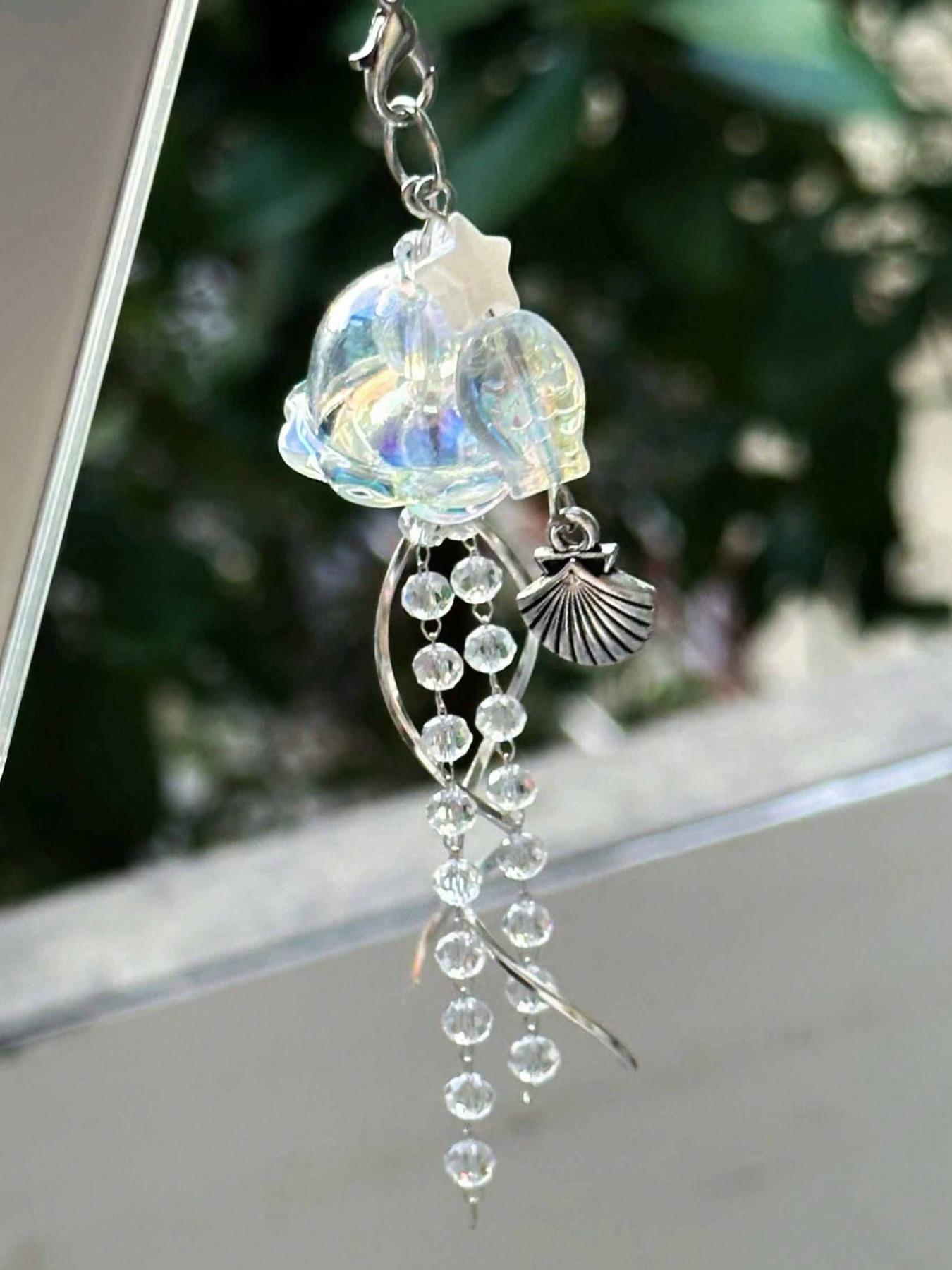 Jellyfish Design Keychain, Cute Clear Phone Chain, Stylish Keychain, Fashionable Keychain for Women & Men, Trendy All-match & Exquisite Keychain for Birthday Gift, Keychain Pendant