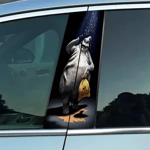 2-Pack Oogie Boogie Themed Car B-Pillar Sticker Set, Easy to Apply and Remove, Smooth Surface, Self-Adhesive, Long-Lasting, Non-Greasy Pattern Design, Perfect for Halloween Car Decoration, Enhances Appearance