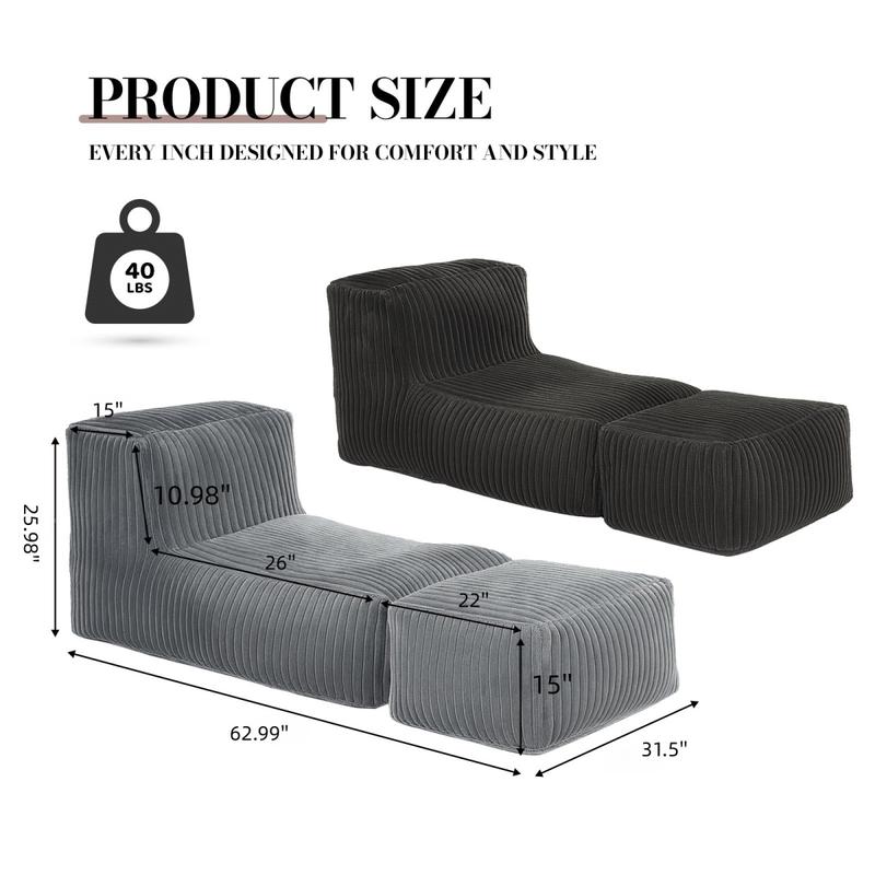 ZDFK-QIANHUI Modular Floor Chaise Lounge - Convertible Sofa Bed for Multi-Scene Relaxation