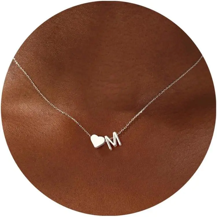 Heart Initial Necklace for Women Teen Girls - 18K Gold Plated Letter A-Z Pendant Necklace Dainty Heart Necklaces Tiny Initial Necklaces Birthday Gifts for Women Jewelry