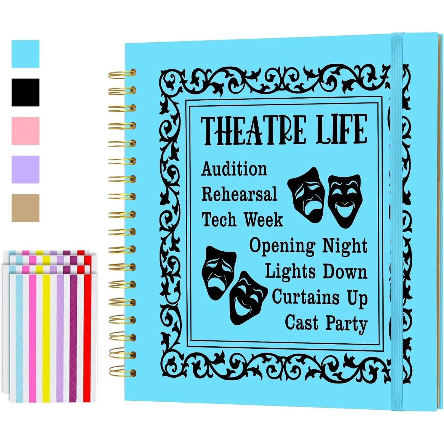 Theatre Life ,Theater Lover Scrapbook Album DIY Photo Album for Director Comedy Tragedy Actor Scrapbooking,Musical Theater Scrapbook Journal. (Light Blue, 10x10)