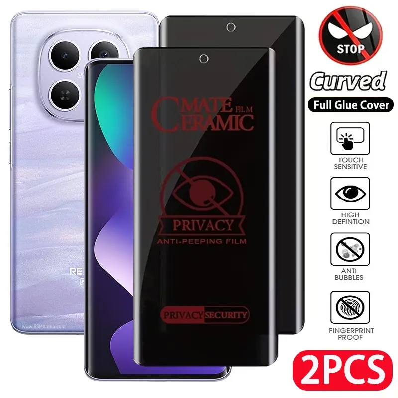 2 pcs Matte Privacy Ceramic Film Compatible with for Xiaomi Redmi Note 15 Pro+ for Note 15 Pro 4G/5G for Note1 5 4G/5G,Note 14 Pro+ for Note14 Pro 4G/5G for Note14 4G/5G Full Coverage Anti-Peeping Anti-Glare Anti-Fingerprint Soft Screen Protector Suitable