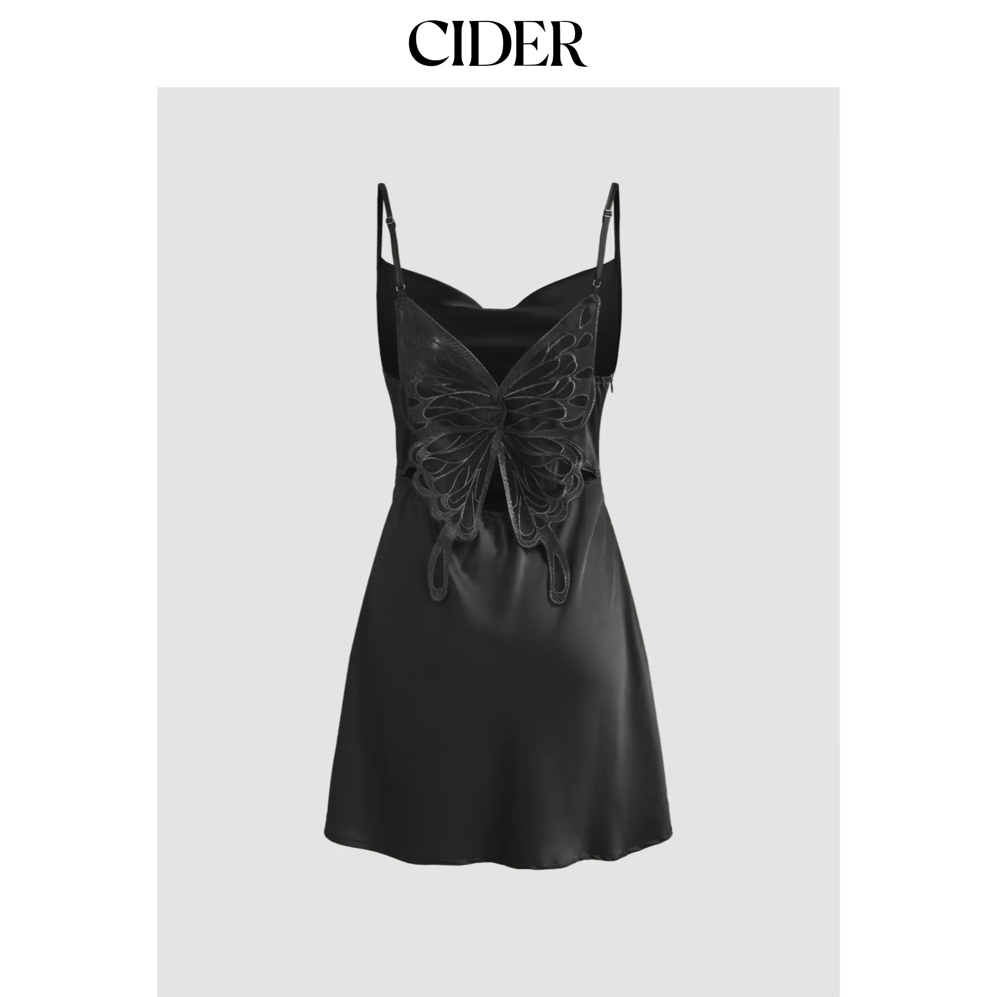 Cider [3 colors, size 0-26] Satin Cowl Neck Ruched Butterfly Mini Dress SohoChic