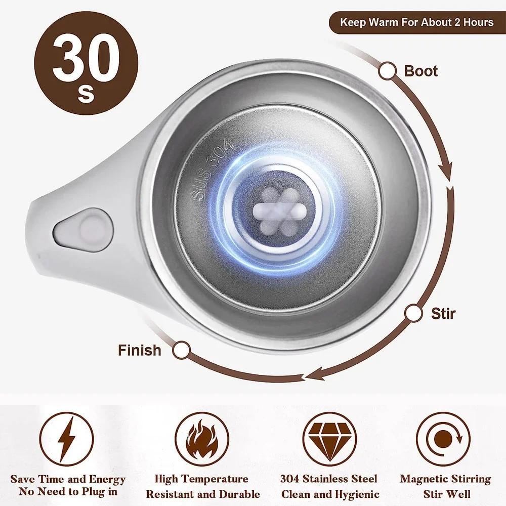 Electric Coffee Stirring Cup, 1 Count Automatic Mixing Cup, Stainless Steel Magnetic Rotating Mug, USB Home Stirring Milk Cup