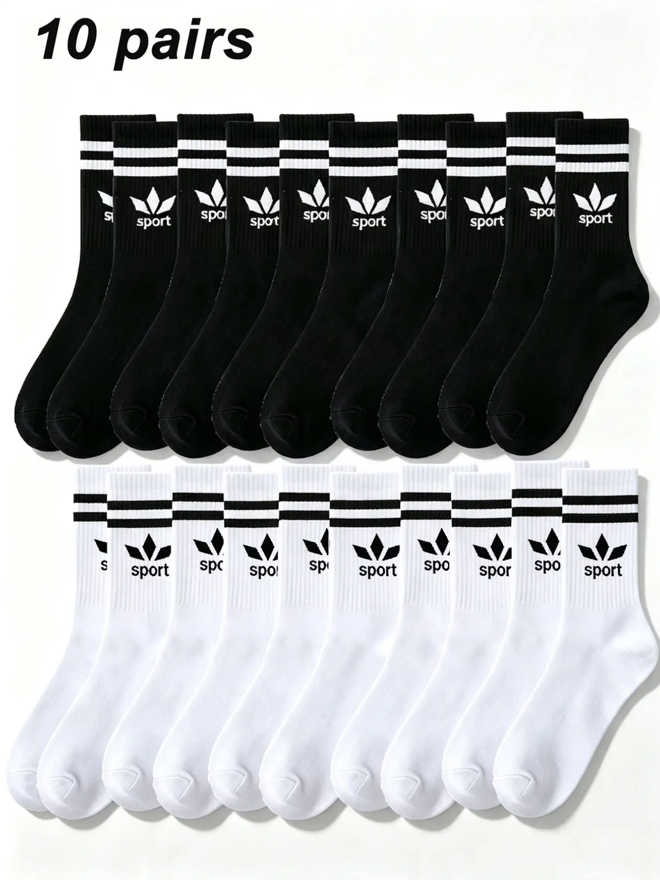 5/10 Pairs Unisex Striped Mid-Calf Socks, Comfortable Breathable Sweat-Absorbing, Casual Sports Socks, Ideal for All Seasons