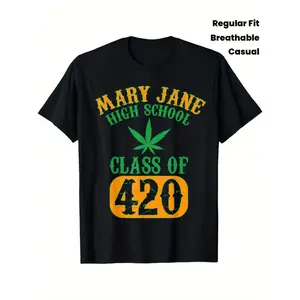 Men's Class of 420 Graphic T-Shirt, 100% Fabric, Crew Neck, Short Sleeve, Regular Fit, Weekend Casual Wear, All-Season Casual Wear