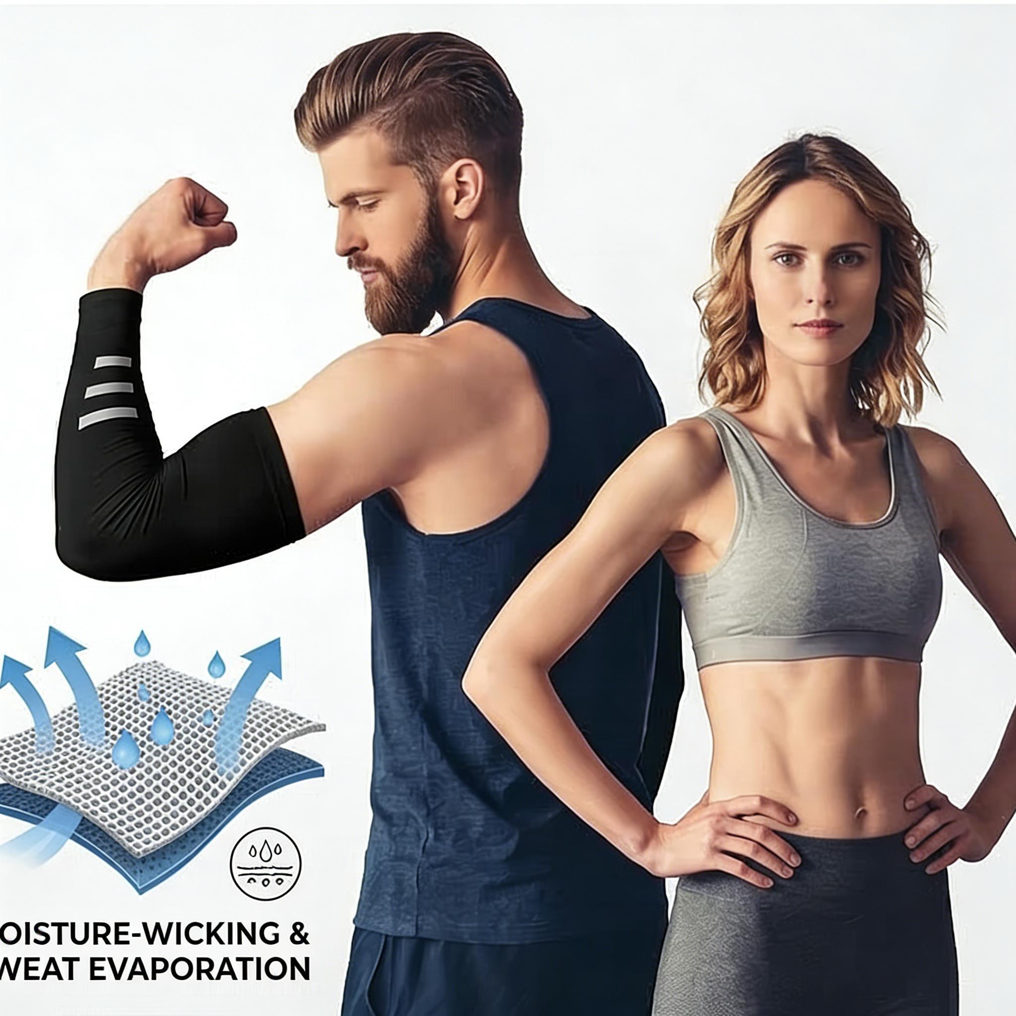 4 Pairs Sun Protection UV Arm Sleeves, Cooling Compression Arm Covers, Anti-Slip Breathable Polyester Sleeves for Cycling & Outdoor Activities