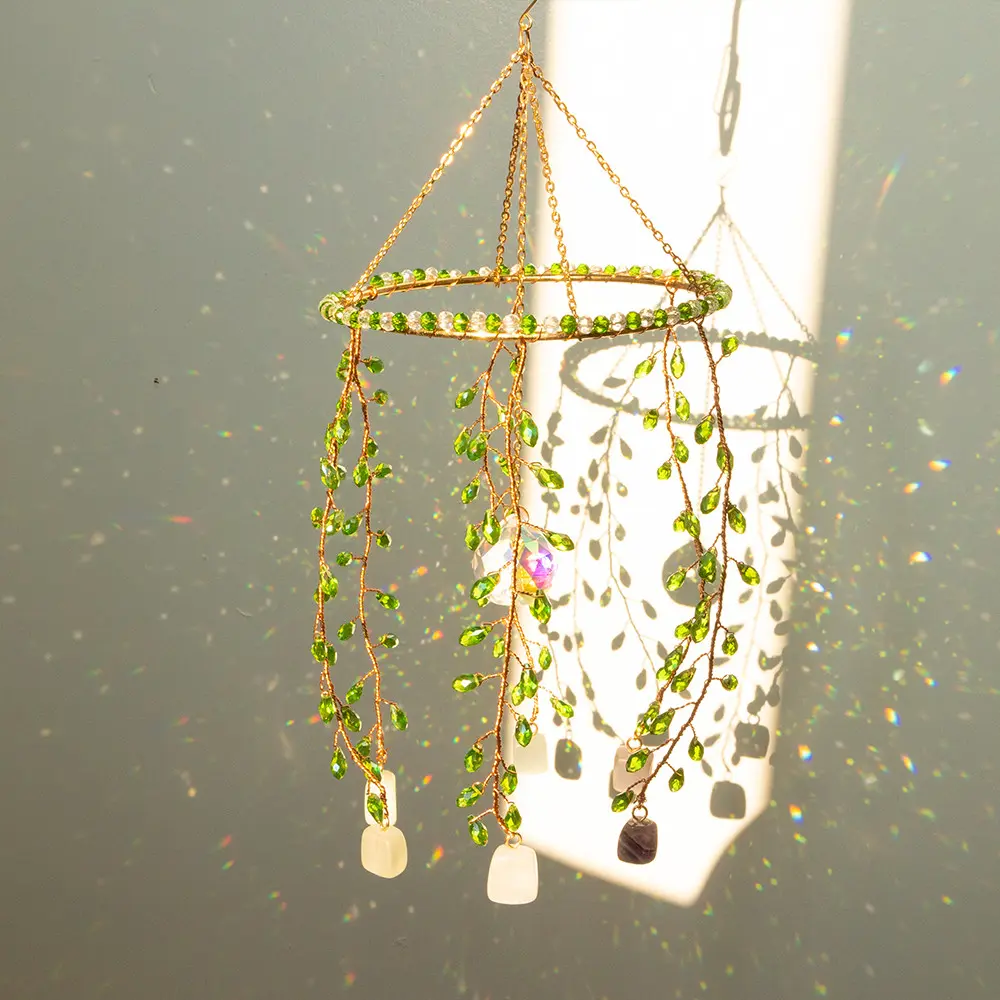 Crystal Sun Catcher, Willow Leaf Design Crystal Ball Pendant, Rainbow Maker, Garden Window Hanging Bell, Hanging Ornaments, Birthday Gift, Home Hanging Decoration