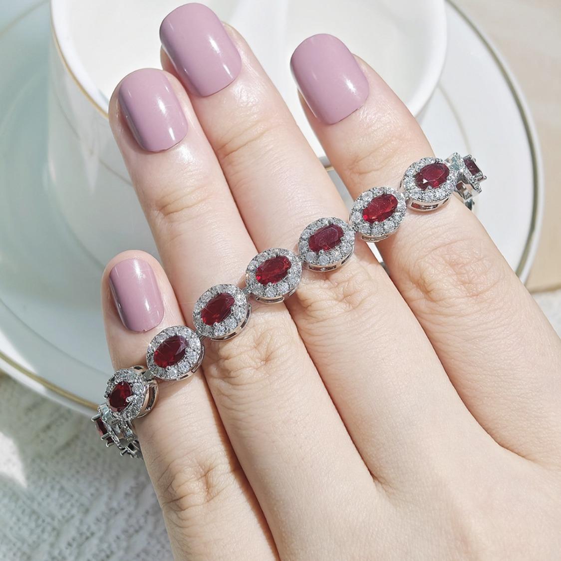 Luxury Colorful Moissanite Bracelet Bangle Elegant Fashion Jewelry Moissanite Wedding Engagement Anniversary Birthday Party Gift For Women Girlfriend Wife Lady