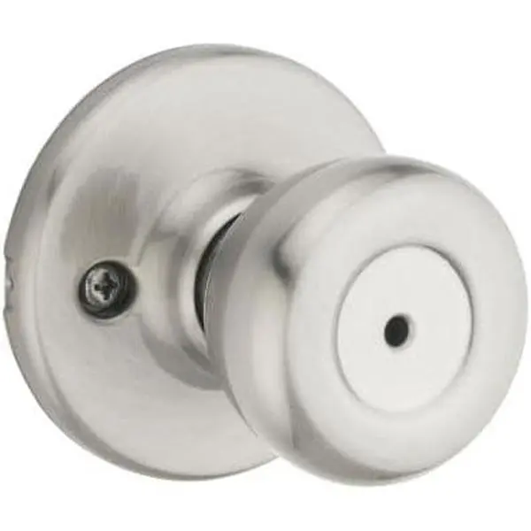 Kwikset Tylo Interior Privacy Door Knob with Lock, Door Handle For Bathroom and Bedroom, Satin Nickel Keyless Turn Lock Doorknob, with Microban Protection
