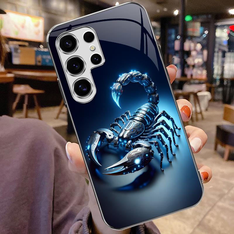 Suitable for Galaxy S25 S24 S23 S22 S21 S20 S10 S9 A16 A15 A14 A13 A12 A55 A54 A53 A52 A51 A35 A32 A23 A71 Note20 Note10 Note9 Ultra Plus Fe Light luxury crystal eagle pattern and scorpion glass electroplated mobile phone case, exquisite and gorgeous-888