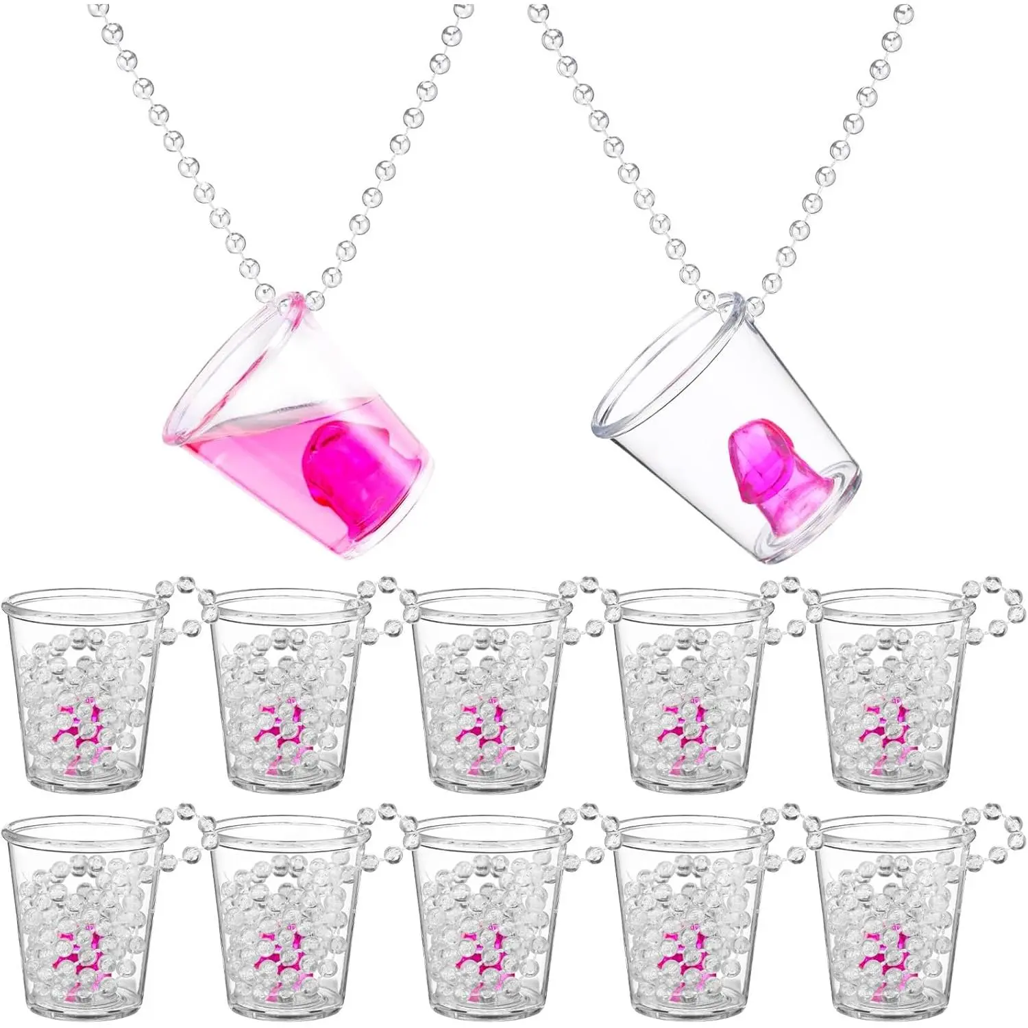 12 Pcs Bachelorette Shot Glasses Set Bachelorette Party Favors Shot Cups Funny Plastic Beaded Gifts Shot Glass for Bachelor Wedding Party Decorations Non-Luminous Transparent