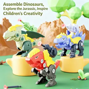 Assembly Dinosaur Toy DIY Kit, Rex Dual Sword Dragon, Kids Screwdriver Playset, Boys 3-6 Years Old, Educational Fun Gift