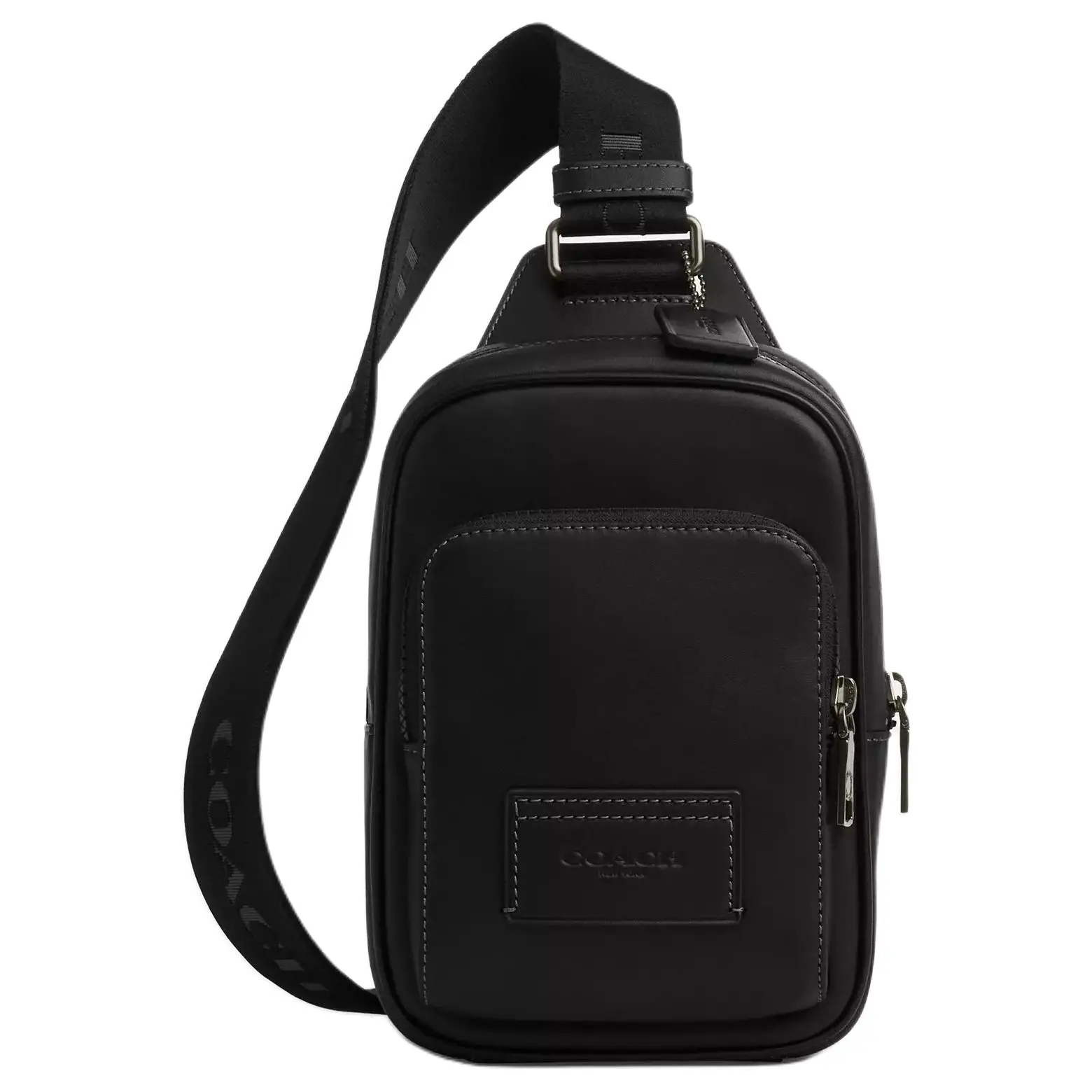 COACH RACER Pack13 Mini Crossbody Bag for Men with Metal Logo Zip Closure, Smooth Calfskin, Black