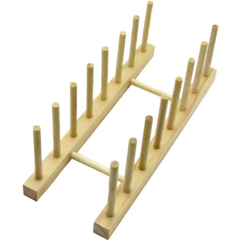 Wooden Dish Rack Vertical Plate & Lid Organizer , 1Pack | 7 Slots,Drying Stand for Dishes,Cabinet Countertop Organizer,Plates Holder,Kitchen Storage