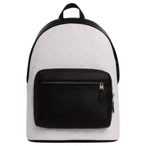 Coach 32 Logo-Print Smooth Calfskin Backpack for Men, Large Size, Pink and Black