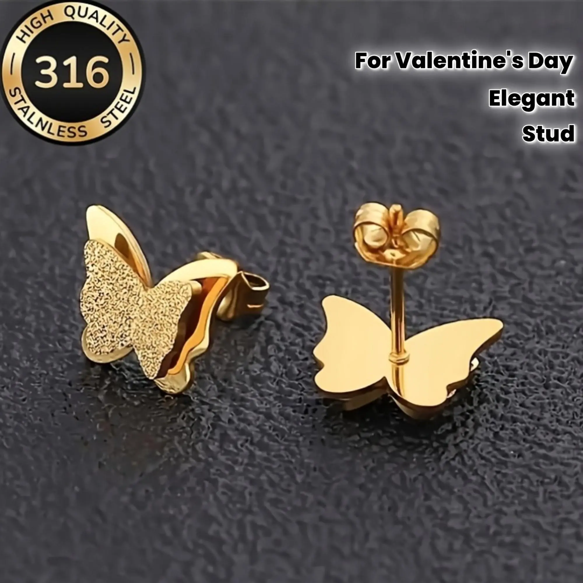 3D Butterfly Stud Earrings | Easy And Elegant Design | Versatile for Daily Wear Or Parties | Perfect Gift for Anniversaries, Valentine'S Day, Or Christmas for Her | Fashionable Stainless Steel Earrings That Resist Fading And Are Hypoallergenic
