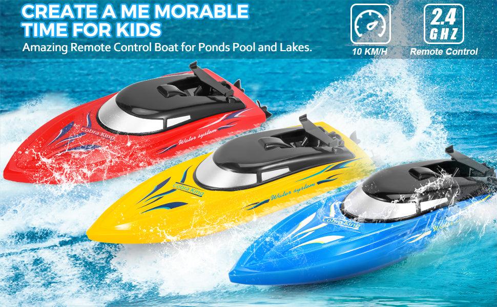 GARVEE 3-Pack Remote Control Boats, High Speed 10km/H 2.4G Fast RC Boats with 6 Rechargeable Batteries (3 in Each Boat) for Pools and Lakes, Suitable for All Ages