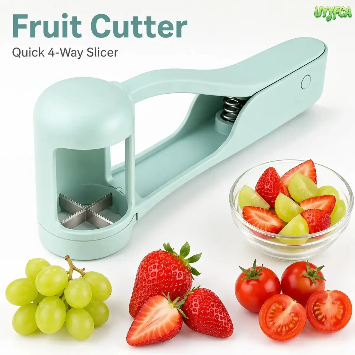 2026 New Berry Cutter & Grape Splitter - 2-in-1 Stainless Steel Fruit Chopper for Strawberries, Grapes, Cherry Tomatoes - Fast Food Prep Gadget for Salads, Sweets, Toddler Meals, stainless steel kitchen utensil,Summerwins