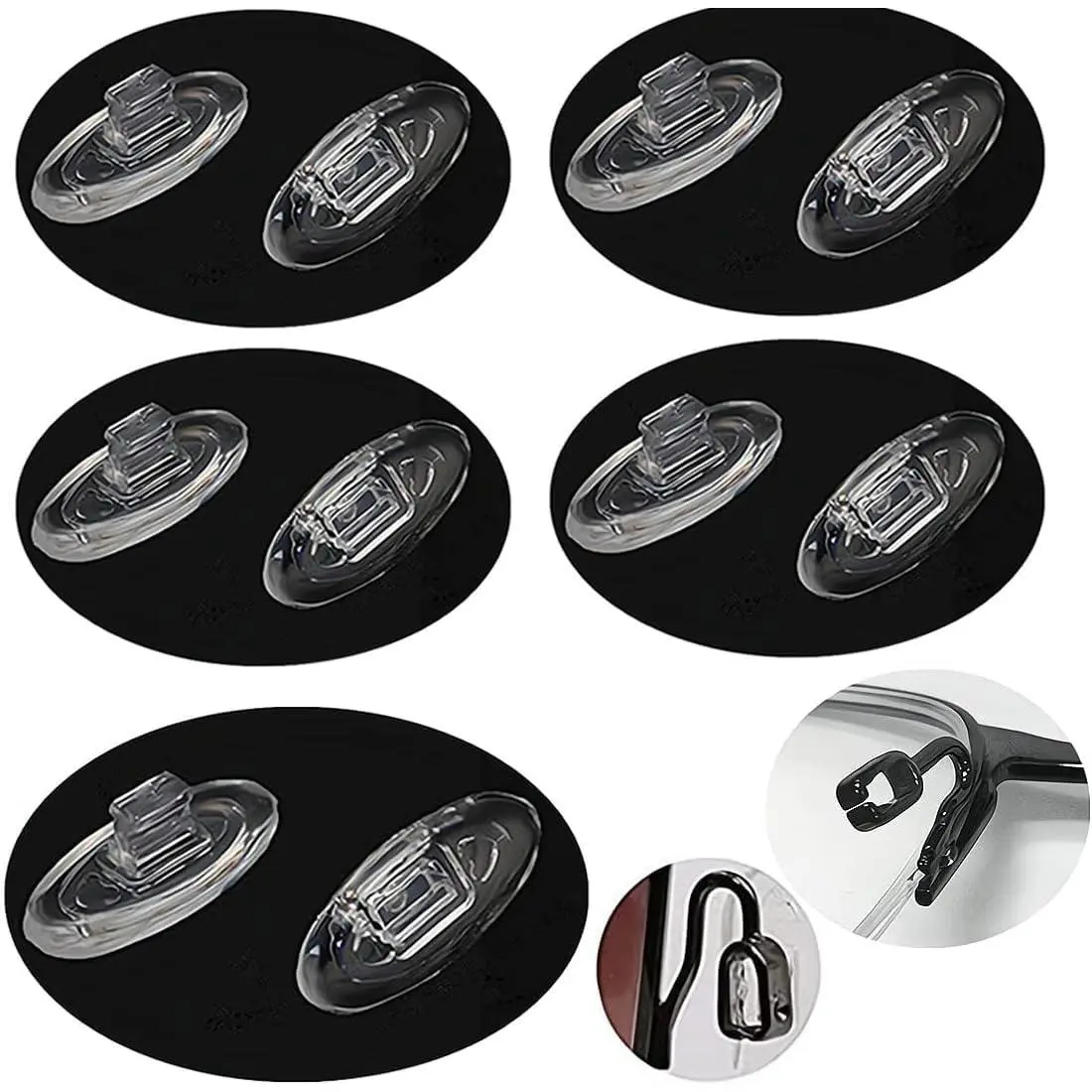 Push in Glasses Nose Pads,5 Pairs Eyeglasses  Nose ,Oval Soft  Nose Guards Eye Pads(Clear,14mm)