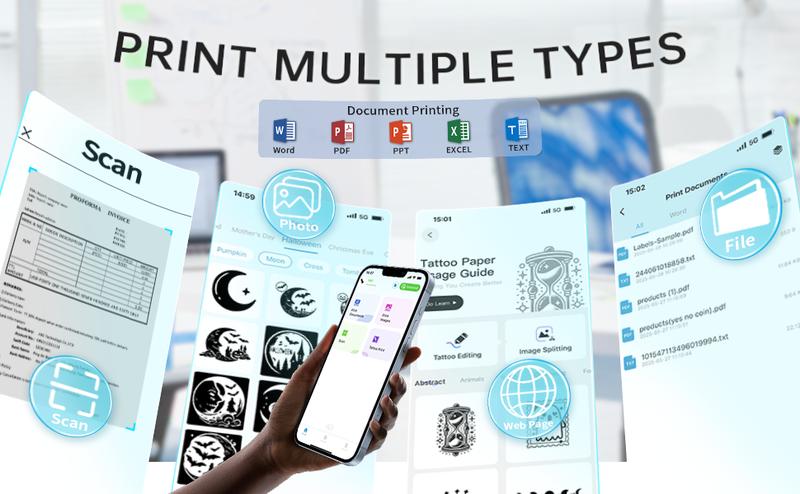 Portable Printer, Wireless Bluetooth Thermal Printer for Travel & Mobile Use, Compatible with iOS, Android, Laptop, Supports 8.5"x11" US Letter & A4 Paper, No Ink Needed, Ideal for Home & Office TikTokShopBlackFriday desktop wireless gadget