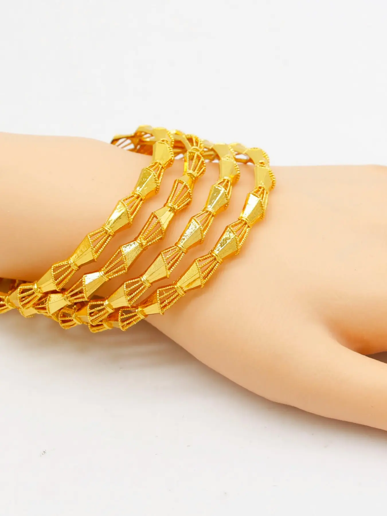 4 Pcs Bangle Bracelets, Elegant Hollow Design, Luxury Jewelry for Women, Perfect for Daily Wear and Gift Giving