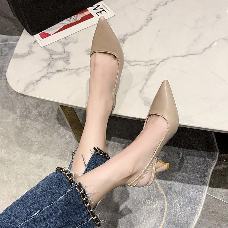 Spring Summer Pointed Toe High Heeled Shoes for Women Stiletto Heel Closed Toe Sandals Backless Shallow Cut Single Shoes