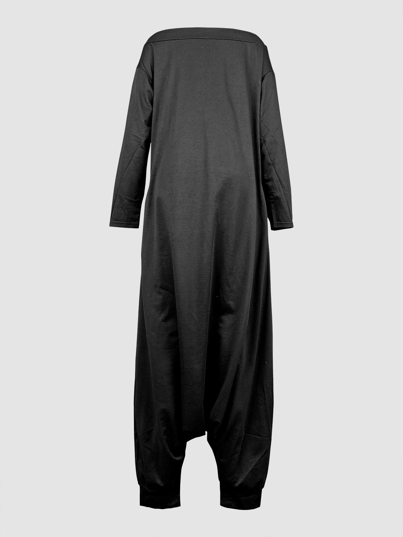 Women's Solid Woven Off-Shoulder Long Sleeve Jumpsuit, Casual Comfy Loose Jumpsuit for Spring & Fall, Ladies Clothes for Daily Wear