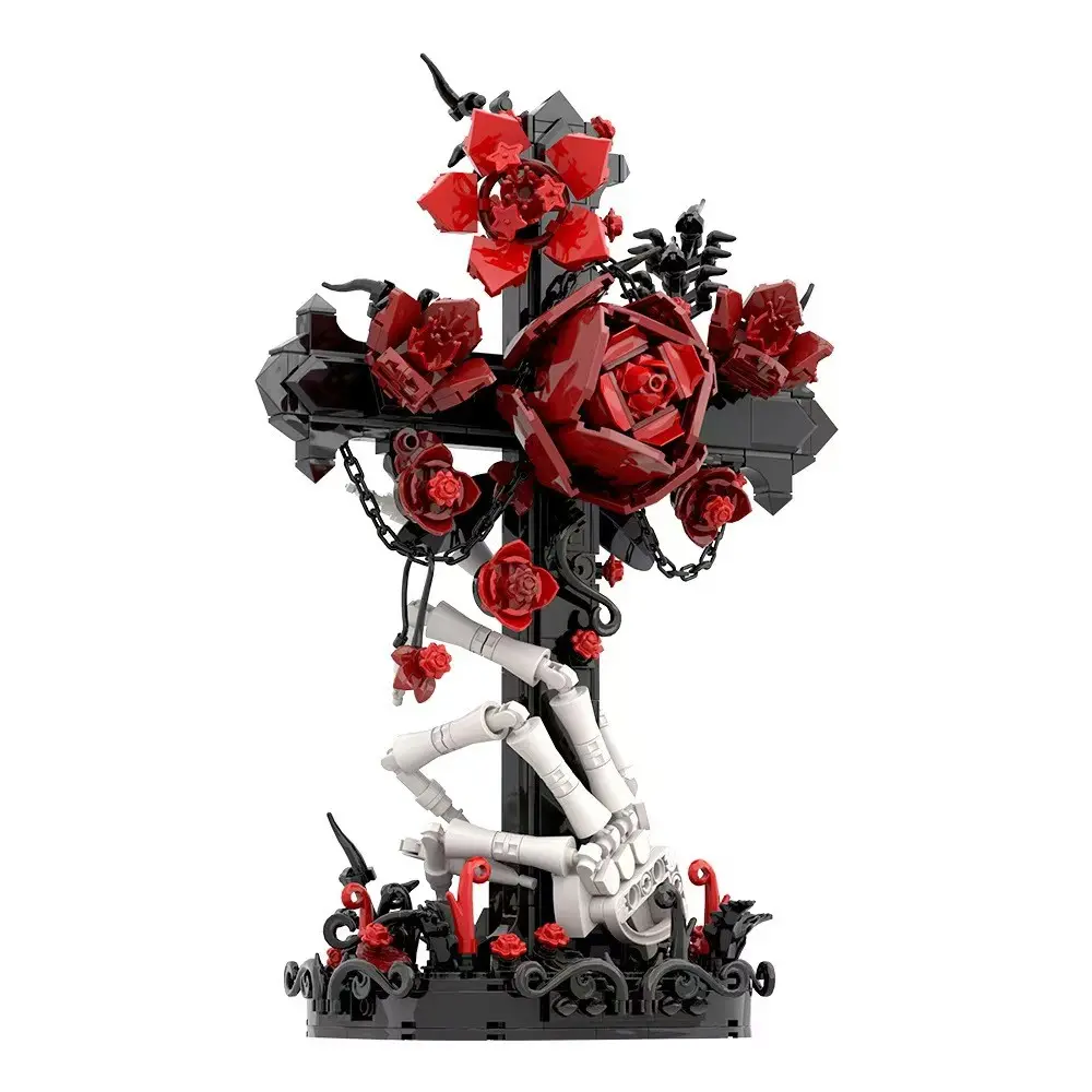 Gothic Cross Lego Model Kit, Dark Retro Handmade DIY Toy, Creative Desktop Decor, Unique Gift for Adults, Home Display Ornament