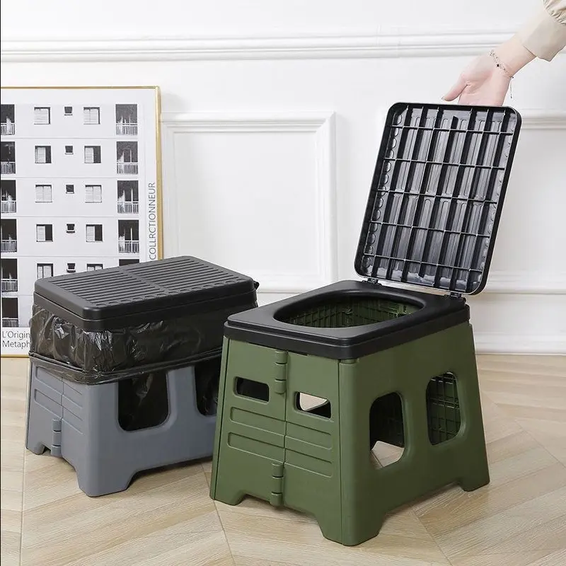 Portable Foldable Car Toilet Outdoor Travel Potty Camping Seat, Thickened Stable Portable Toilet Bench, Ideal for Road Trips, Rvs, Fishing, Picnics, Folding Camping Toilet
