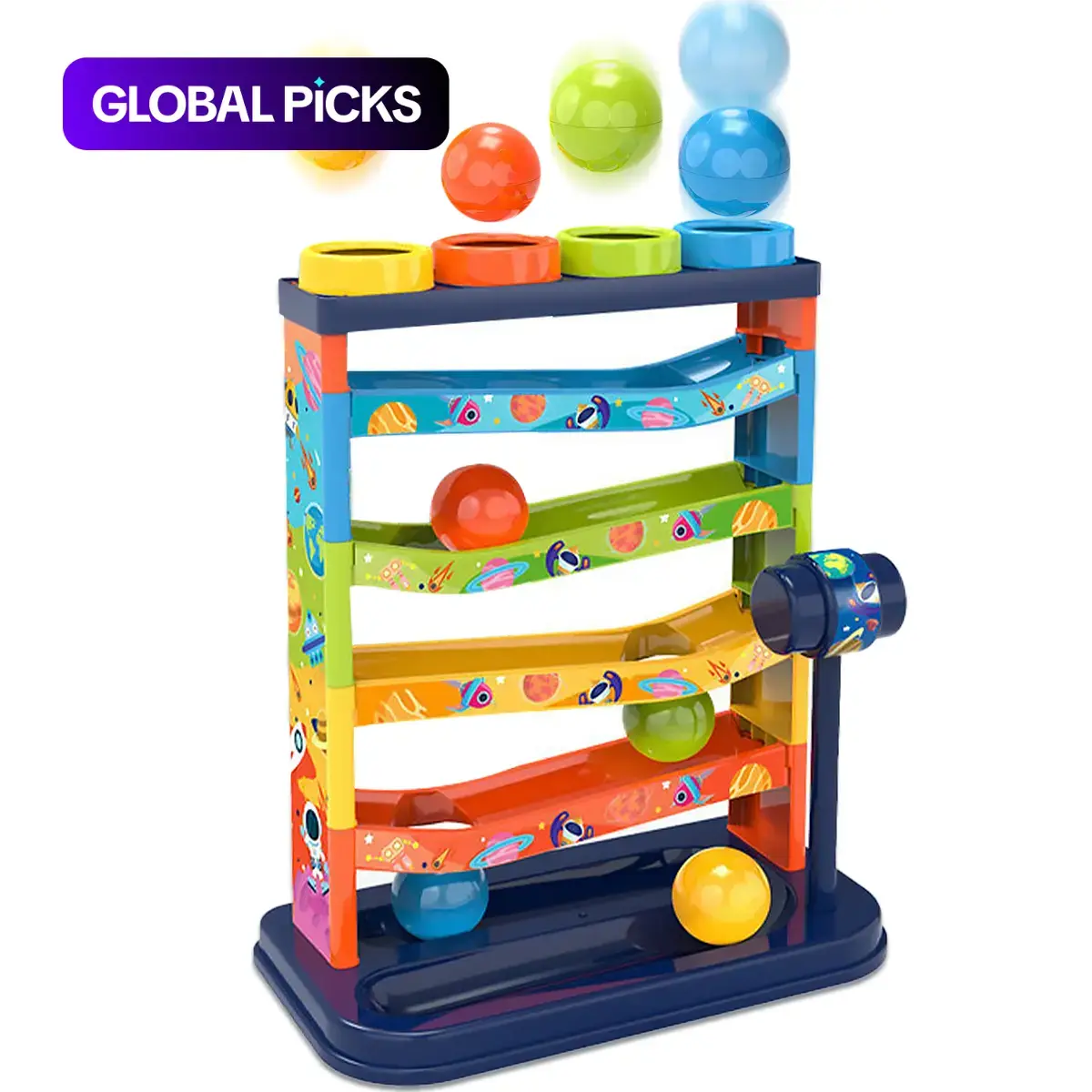 Colorful Rolling Ball Track Toy Set, 1 Set Fun Hammering Game with Random Color Balls, Educational Multi-Activity Playset for Kids