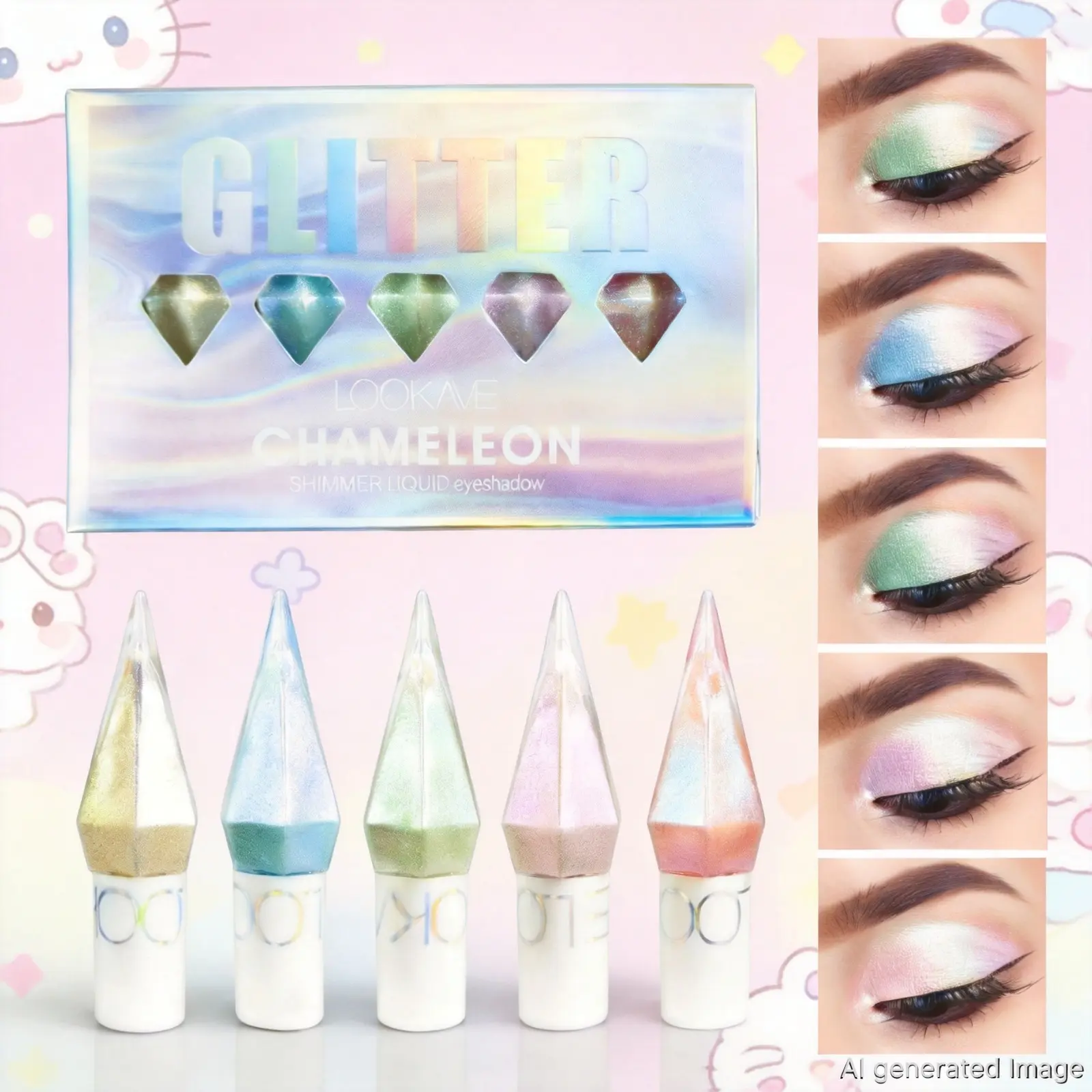 Multichrome Chameleon Liquid Eyeshadow Kit, Holographic Color Shift Glitter Eye Tints, Quick Dry Shimmer Liquid Eye Shadow for Dramatic Sparkly Eye Looks