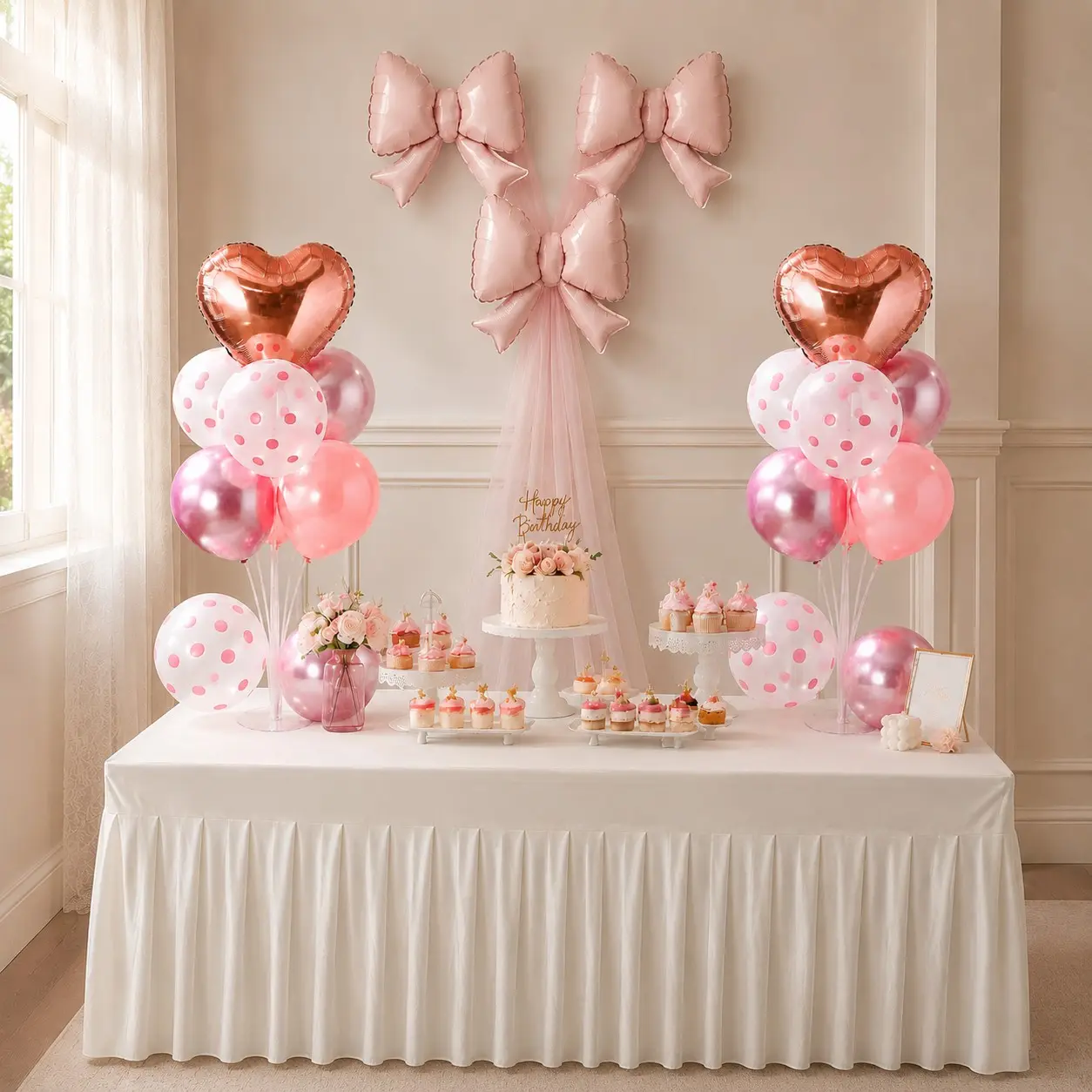 Butterfly Balloons and 118-Inch Soft Mesh Background for Girl's 1/2/3 Year Old Birthday Party, Baby Shower Decorations, Balloon Barn Set, Wall Decor, Balloon Party Supplies