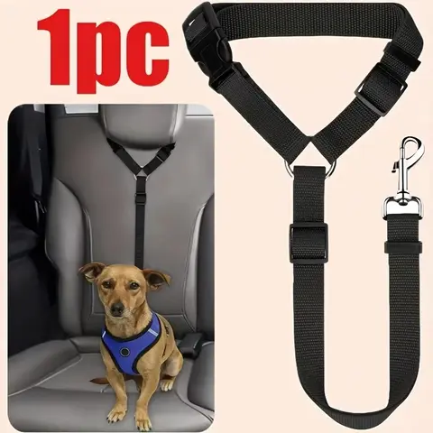 Pet Dog and Cat Safety Belt, Safety Gear, Adjustable Length Car Headrest Restraint Device, Car Seatbelt Harnesses for Travel, Comfortable and Durable, Protective & Secure Fit