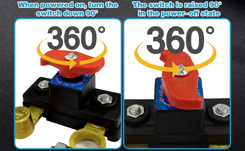 2pcs Car Battery Power Cut-Off Switch Breaker, Pure Copper Stable Transmission High Conductivity Disconnect Switch Smart Battery Disconnect for Car Truck Boat Rv Supplies