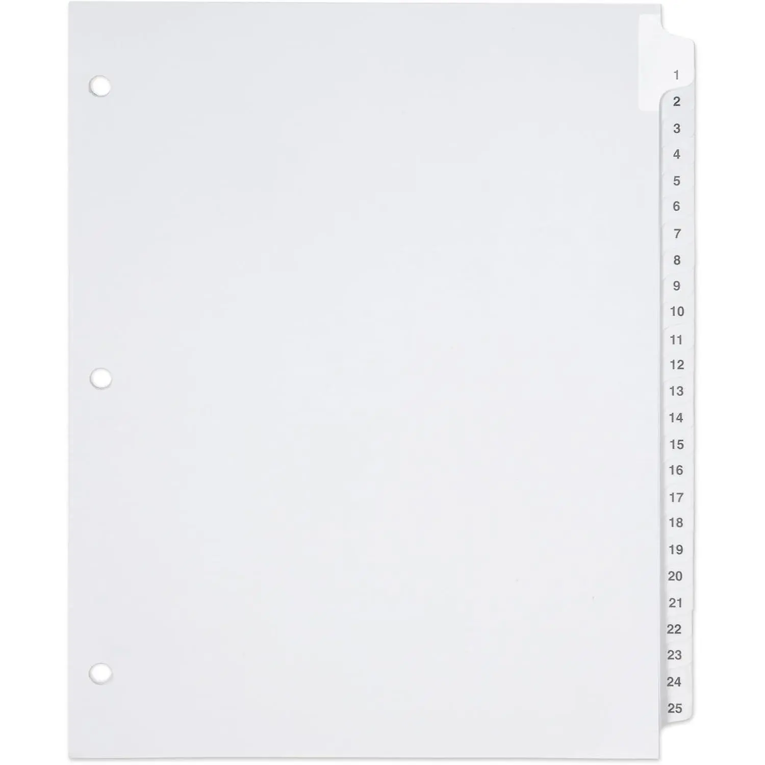 1-25 Numbered 3-Ring Binder Dividers with Prepunched Holes, 5 Sets Thick Paper Tabs (125 Total), Legal/Office Stationery for Organization