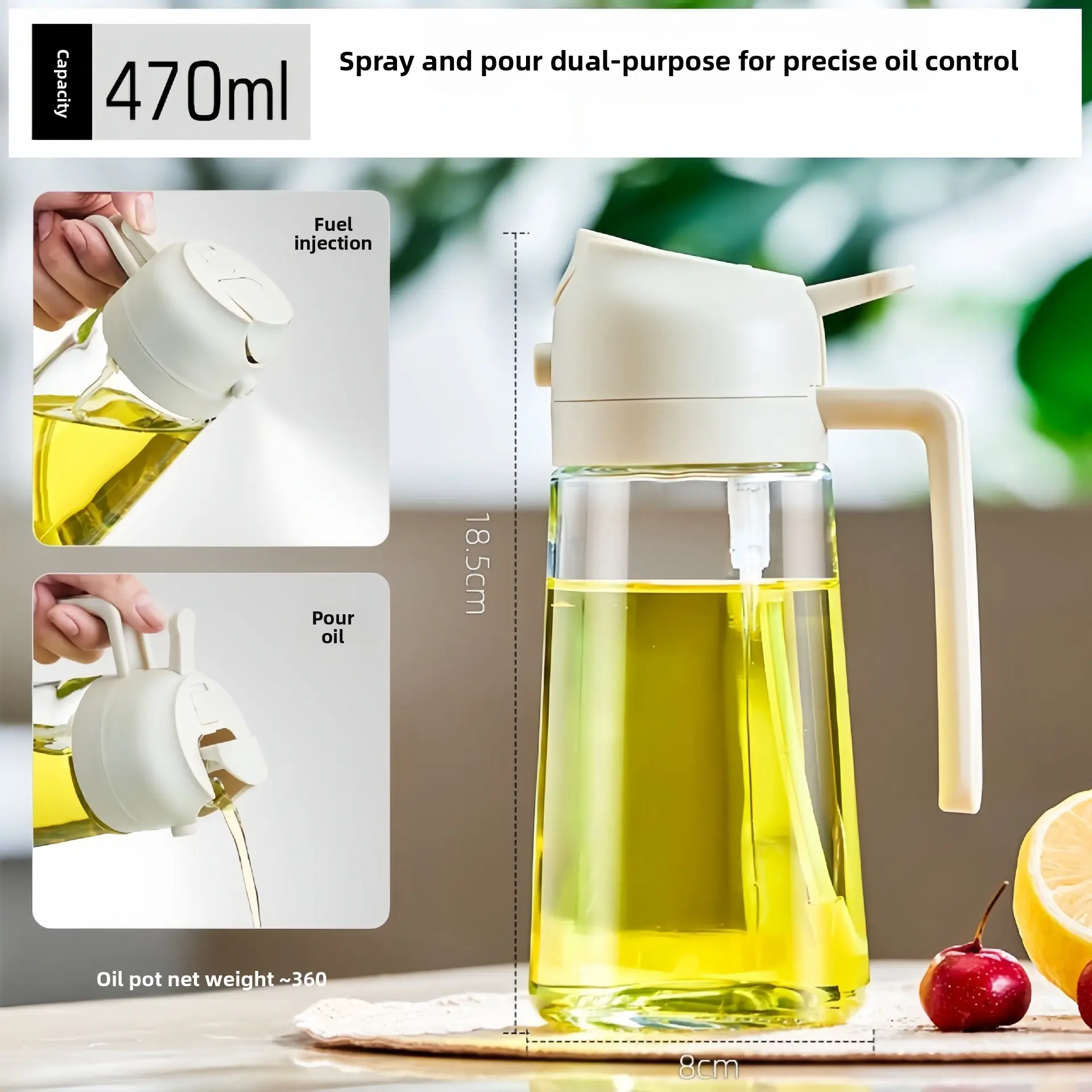 Modern Dual-Use Glass Oil Dispenser with Auto Open/Close - Non-Drip, Leak-Proof for Home Kitchen Home Cooking, Suitable for Soy Sauce, Vinegar and Other Seasonings, Storage Bottles & Jars, Glass Storage Bottles & Jars, Automatic Dispensing Storage Bottles