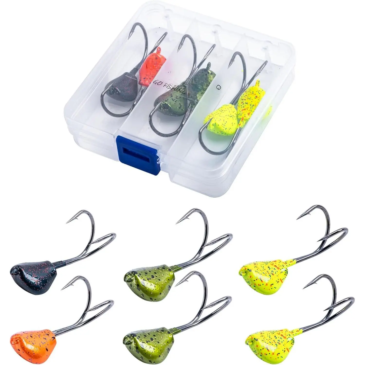 6/8Pcs Sheepshead Jig  with Double 3X Nickel Hook & Box 2 Sizes | Lead Standup Style Jigheads, Multicolor Power Coat Bottom Sweeper Jig for Saltwater Sheepshead Tautog