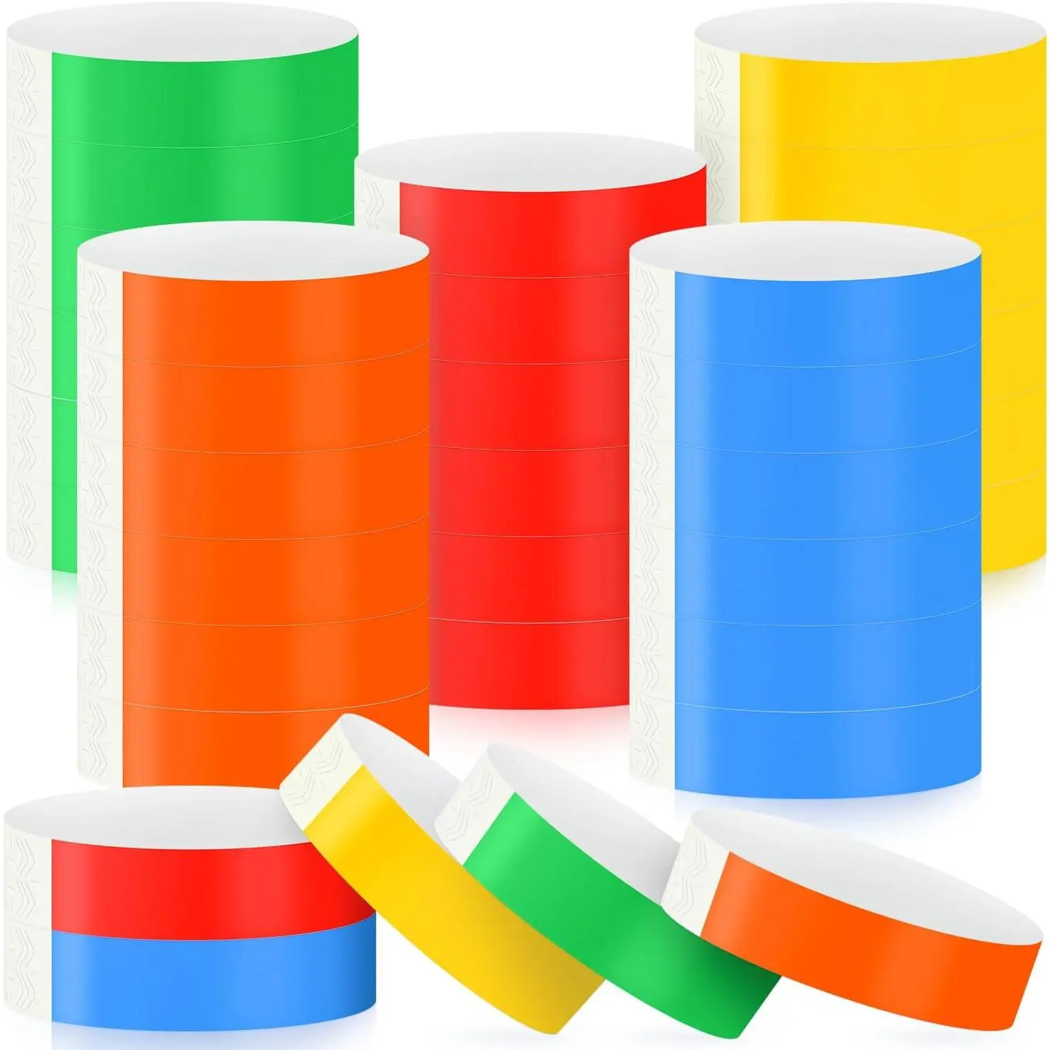 Wristbands Paper Writable, 300-Pack Chromatic Color Disposable Event Bracelets for Concert Festival Party , Bulk Color Coded Wrist Bands for Easy ID,  Proof Admission Control