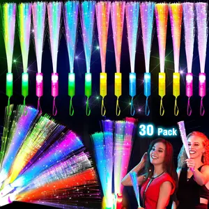 30 Pcs Colorful Glow Fiber Wands,Toys Glow Sticks Bulk Party Pack for Adults,Glow in the Dark 4th of July Party Supplies for Patriotic,Football,Wedding,Birthday,Classroom,Concert,Pool Carnivalfidget toys