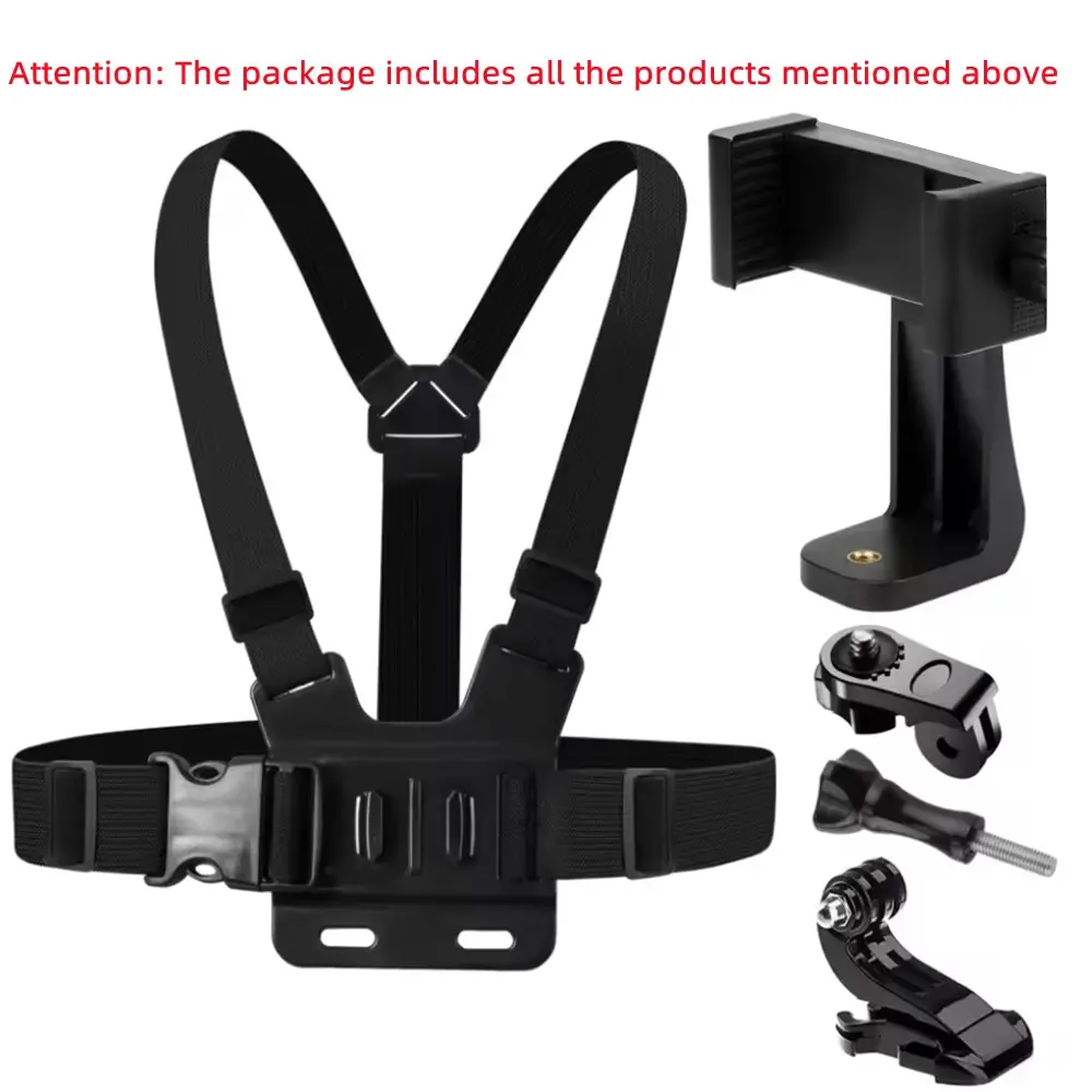 iPhone Chest Strap Mount with Adjustable 14 Holder, Gopro Hero Mobile Smartphone Stand, Compatible with iPhone 13 12 11 10 9, Dji Sports Camera