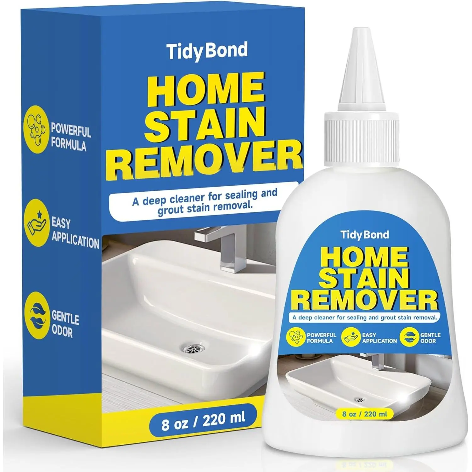 Heavy Duty Household Stain Remover Gel - Deep Clean for Front Loader Washing Machine Seal, Bathroom Grout, Tile - 8 fl oz (Also Works on Refrigerator Strips, Rubber Gasket, Shower, Caulk), Household Cleaners