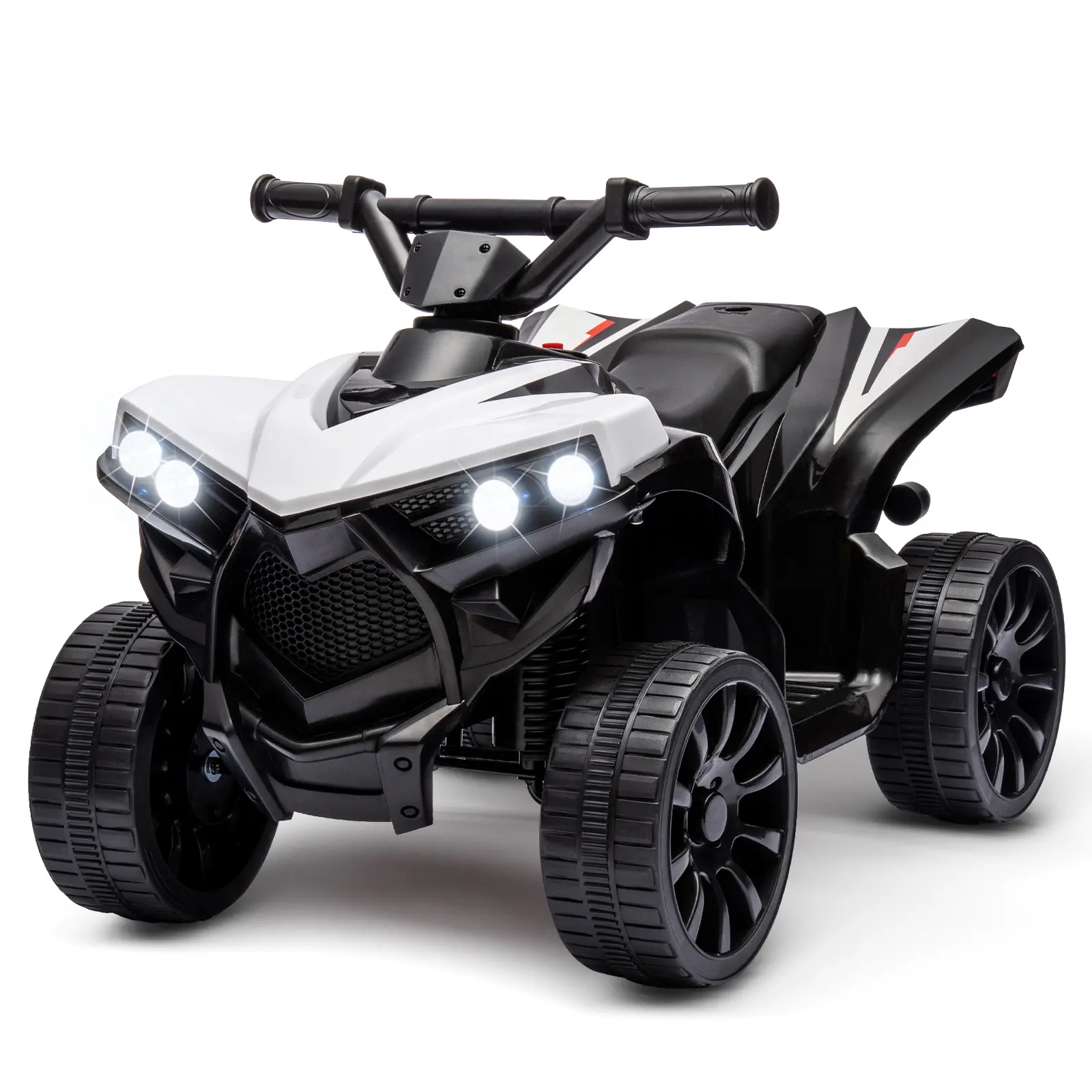 6V Electric Kids ATV Ride-On Quad – 1.8 MPH Safe Speed, LED Lights, Music, Wear-Resistant Wheels, Foot Pedal, Battery Powered Toy Vehicle for Toddlers and Children Age 3+