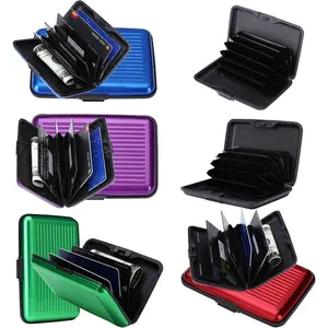 Set of 6 Aluminium Metal Credit Card Wallet Holder/Moneybag Storage- Prevent Identity Theft by Blocking RFID Scanning of Your Credit Cards (Assorted Colors) Size 11x7x5.2cm New model