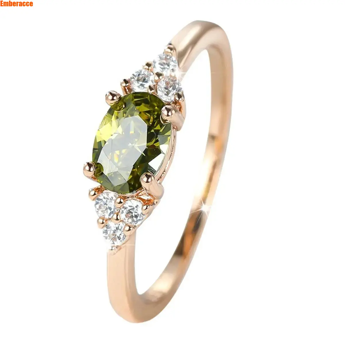 Women's Peridot Birthstone Ring, Dainty Rose Gold Stackable Ring with Cubic Zirconia, 4-Prong Solitaire Setting, Minimalist Jewelry for Women, Elegant Gift for Birthday, Anniversary & Engagement