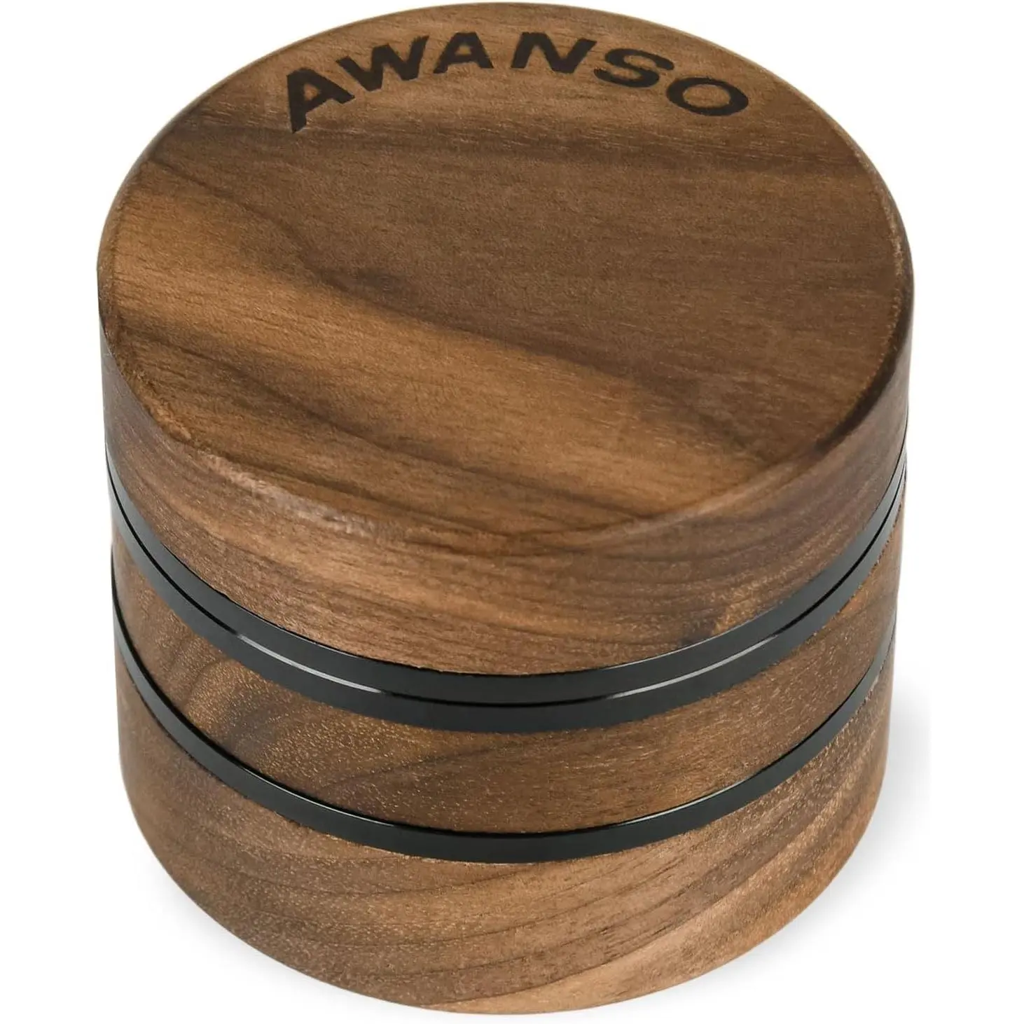 3-Piece 2.5" Walnut Wood & Aluminum Spice Grinder with Large Bottom Chamber for Kitchen Spices