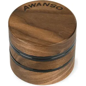 3-Piece 2.5" Walnut Wood & Aluminum Spice Grinder with Large Bottom Chamber for Kitchen Spices
