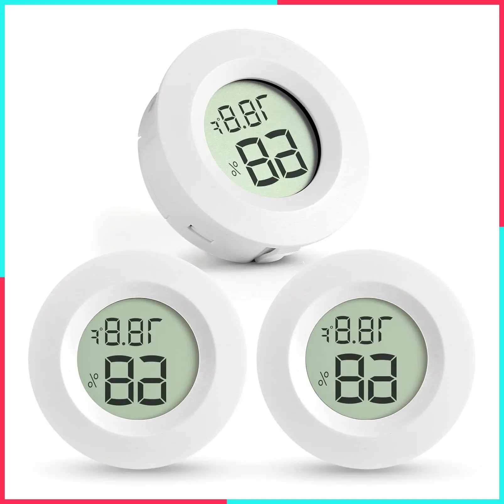 3-Pack Mini Hygrometer Thermometer, Indoor Outdoor Digital Humidity Temperature Gauge with ℉/℃ for Home, Office, Reptile, Car, Greenhouse, Lab, Terrarium, Cellar, A01 White