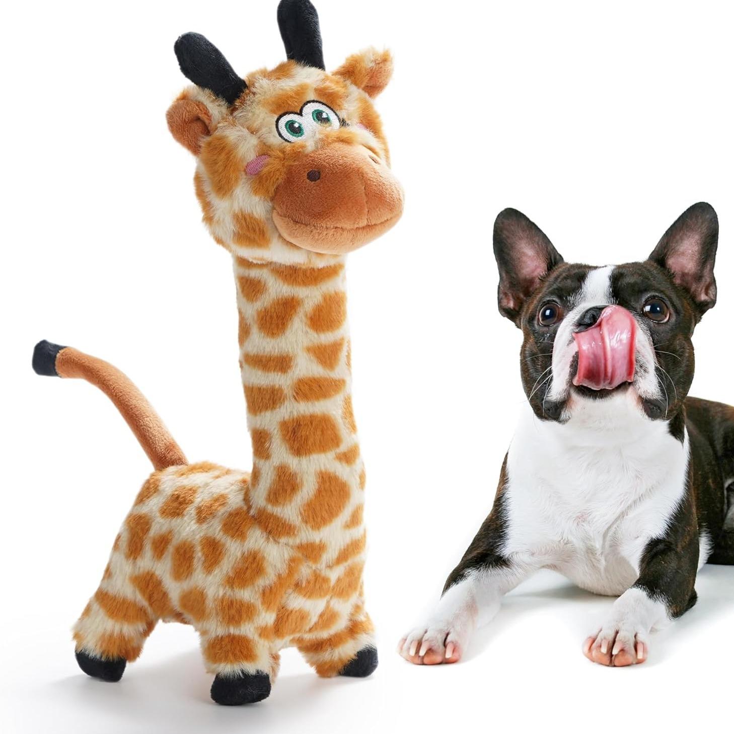 Twistable Giraffe Stuffedless Dog Toy for Small Medium Breed, Christmas gift, Plush Chew Toy with Crinkle Paper and Soft Fabric