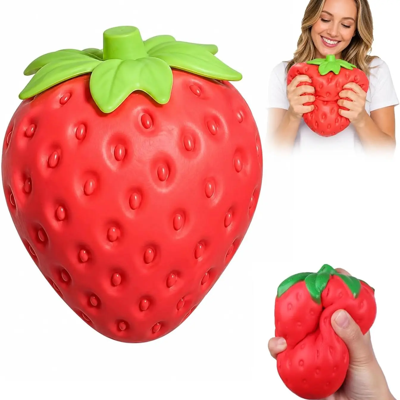 Simulated stress relieving strawberry squeezing, slow rebound squeezing for stress relief and release, flexible release ball Soft Squeeze Squishies